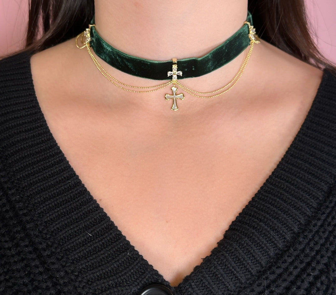 Sage Velvet Choker - 2